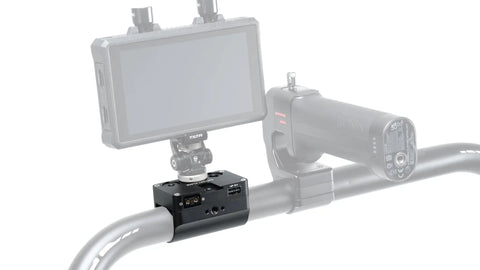 Pro Ring Grip Power Hub for DJI RS2 RS4 RS5 with monitors and wireless gear mounted on aluminum and steel rig.