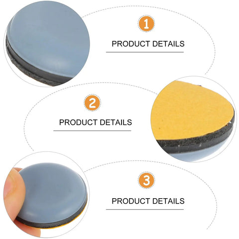Close-up of Huge Win Ultra Grip Furniture Sliders For Every Table Or Chair PTFE Floor Guard Pads with adhesive backing.