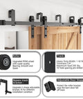 12 Foot Low Ceiling Heavy Duty Beefed Up Sliding Barn Door Hardware Kit With Double Track Bypass For Two Doors Black J Shape Bypass Carbon Steel Construction 120Kg Per Track Capacity Fits Doors Up To 72 Inches Wide And Door Thickness 1 3 Eighths To 1 3 installed on wood door