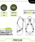 100VMB Combat Economy Full Body Harness Universal With Back D Ring 3 Point Adjustable Pass Thru Leg Straps OSHA ANSI Compliant