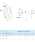SFU1204 ball screw and nut mounting diagram showing 12mm dia, 4mm lead with mounting dimensions