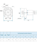 Technical diagram of Beefy SFU1204 Ball Screw Kit With Nut Anti Backlash for 12mm Diameter Lead 4mm with dimensions table