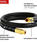Tough As Nails Air Compressor Whip Hose 3/8 Inch By 3 Feet with 100% brass fittings and flexible abrasion-resistant cover.