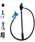 Heavy Duty Electric Drum Pump Five Gpm Flow Dual Voltage 120V And 12V Options with blue nozzle and black rubber hose components.