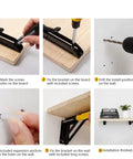 Step-by-step installation process for Folding Shelf Brackets 16 Inch Heavy Duty Black 6 Pack Wall Mounted Foldable Shelf Bracket Set