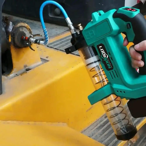 Cordless Grease Gun Kit With Variable Speed And 21V Max Liion Battery Automatic Operation Lightweight Ergonomic Grip in use