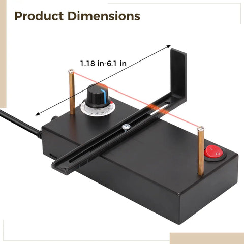 Adjustable 0 To 700 Celsius Mini Ribbon Cutter Machine With 60W Heat Fast Heat Up Electric Craft Tool, showing dimensions 1.18 to 6.1 in.