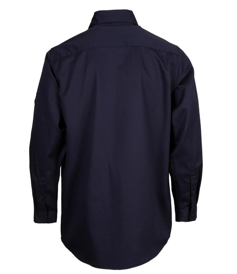 Back view of Throw On This Men's Flame Resistant Work Shirt Built From 7.5oz Cotton Twill NFPA 2112 Cat 2 Certified.