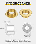 10 Pack Flange Sleeve Bearings, 10mm Bore, 12mm OD, 6mm Length, Self Lubricating Sintered Bronze Bushings With 18mm Flange, 1.2mm Flange Thickness