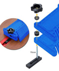 Heavy Duty Stackable Featherboard With Adjustable Miter Tracks And Dead Nuts Accurate Wood Holding Grip For Router Tables, showing blue ABS material and assembly.