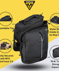 MTX 2.0 TrunkBag DXP with Expandable Panniers, 22.6L capacity, 600D polyester, EVA foam, shown with fold-out panniers and top expansion.