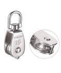 Heavy Duty Stainless Steel Pulley Wheel Set M15 1 2 4 Pieces Lifting Single Pulley Roller Rotating Rope System 304 Stainless Steel Construction Built Tough For Any Lifting Job, M15 stainless steel pulley with 360 swivel