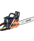 Heavy Duty Gas Chainsaw With 20 Inch Bar And 62cc Two Stroke Engine Delivers 3.8 HP Power Dual Fuel Tanks Non Slip Handle