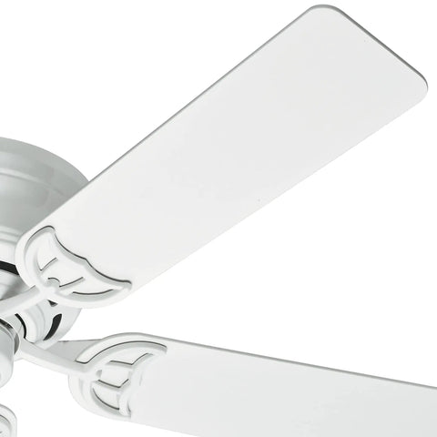 Low Profile 52 Inch White Ceiling Fan With Pull Chain, Quiet Multi Speed Reversible Motor, Classic Dope Design For Living Rooms, White Blades, 9.31 Inch Ceiling Height, Durable Home Comfort