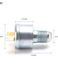 Universal EZGO Golf Cart Ignition Key Switch Starter With 2 Terminal Prongs, side view, dimensions labeled