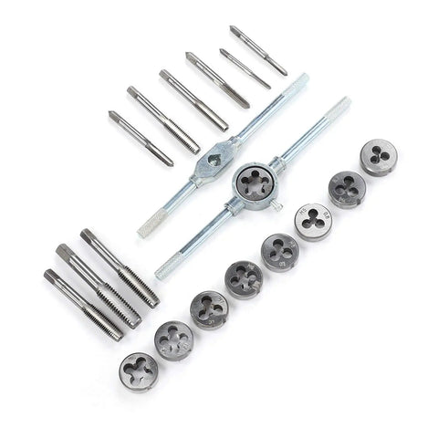 Heavy Duty 20 Piece Metric Tap Die Set With Wrench Rack For Thread Repair And Cutting M3 To M12 Bolt Rod Pipe Hand Tool Kit Ready To Go, metric steel taps and dies