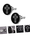 Cross Cufflinks For Men In Polished Titanium Steel With Black Finish Dope And Elegant Decorative Fasteners For Shirts