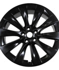 Reconditioned Satin Black 19X8 Alloy Wheel For Tesla Model S 2016 To 2020 Slipstream Design front view showcasing spoke design.