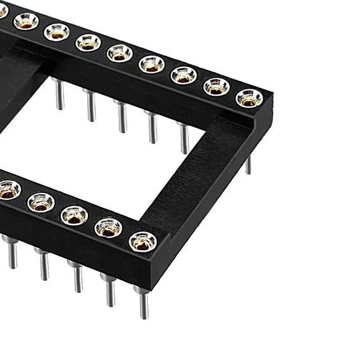 DIP IC Socket Adaptor Kit 28 Pin 2.54mm Pitch 15.24mm Row Spacing Double Row Plugs Plug And Play Ready Black And Silver Finish 10 Pack