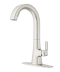 Pfister Vaneri Kitchen Faucet with Pull Down Sprayer, Stainless Steel, high arc design with single handle for kitchen use.
