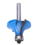 Heavy Duty 1/4 Inch Shank Round Over Router Bit For MDF And Solid Wood With YG8 Alloy Cutter to trim edges, blue and gray design.