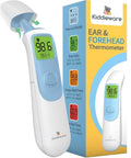 All Ages Ear And Forehead Digital Thermometer With Dual In Ear And Touchless Forehead Modes, Instant Read For Babies Kids And Adults, Kid Friendly One Button Use For Sleepy Nights And Busy Parents, Accurate Quick Temp; blue and white device with box