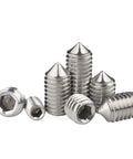 Killer Grade M3 X 12mm Cone Point Set Screws 40 Pcs Hex Socket Cap Screw Kit Pointed Tip 304 Stainless Steel in various sizes.