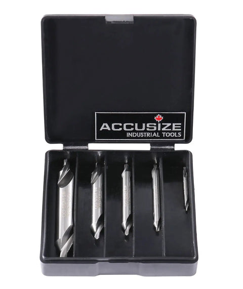 Five Piece M42 HSS Center Drill Set Top Notch With Eight Percent Cobalt ANSI Standard 60 Degree Center Drills Right Hand Ground