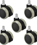 Heavy Duty 2 Inch Pu Swivel Caster Wheels With Secure Parking Brake 5 Pack showing five durable polyurethane wheels.
