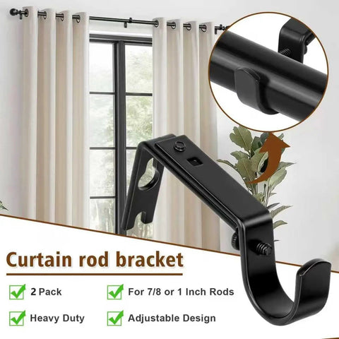 Heavy Duty Wall Mount Brackets For 1 Inch Curtain Rods, Adjustable Iron Rod Holders With Screws And Anchors, Pro Grade Hardware Kit, 2 Pack, Supports Up To 35 Lbs For Stable Blackout Curtains And Heavy Drapes