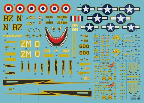 Decals from One Seventy Two Scale F 6C Mustang Expert Set Plastic Aircraft Kit with detailed markings for assembly.