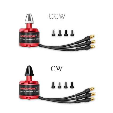 Beefy Brushless 2212 920KV RC Motor for planes and quadcopters with CW and CCW rotation, 52g each, 3.5mm connectors.