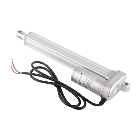 Heavy Duty 24V Electric L Actuator Featuring Slick Retractable Motion And No Frills Metal Gear Build For Effortless Deck Chair Lifts And Straight Up Reliable Shop Upgrades - silver linear actuator with motor and wires.