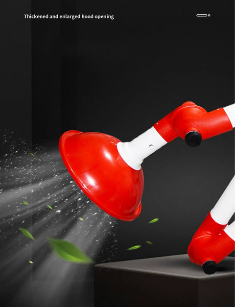 Close-up of Top Shelf Ceiling Mounted Lab Exhaust Fume Extractor Arms With No Fuss 360 Degree Swivel Joints, red hood opening.