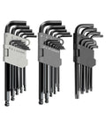 35-Piece Allen Wrench Set With Ball End And Long Arms, Includes Metric SAE And Torx Bits displayed upright in holders