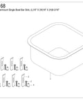 Diagram of Undermount Bar Sink 16x16 Inch 8 Inch Deep 18 Gauge Brushed Stainless Steel Single Bowl Scratch Resistant Sound Dampening Pads