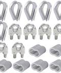 Must Have All In One M6 Wire Rope Hardware Kit With 304 Stainless Steel Cable Clamps Thimbles And Aluminum Crimp Loop Sleeves For Quarter Inch Wire Rope