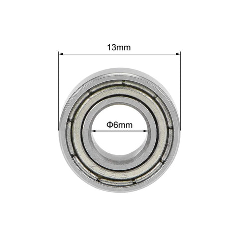 Front view of 686ZZ deep groove ball bearing, 6x13x5 mm, double shielded, carbon steel
