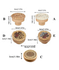 Rattan Wood Cabinet Knob Set Handmade Wicker Round Drawer Pulls With Screws Wardrobe Dresser Handles 4cm size 5 variations
