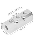 Heavy Duty Aluminium Pneumatic Manifold Block With Leakproof Sealing For Factory Use, 40x40mm Distribution, G1/2 Inlet And G1/4 Outlet, Durable Air Line Block SY40-02-3F, shown with dimensions