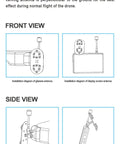 Installation guide for Beast 11dBi FPV Circular Polarized Antenna, showing front and side view configurations for drones.