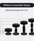 Heavy Duty Headboard Stoppers 4 Pack Large Wall Bumpers For Beds And Sofas Quick Install Noise Reducers showing adjustable sizes.
