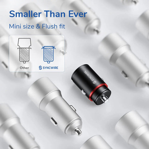 Slick All Metal Usb C Car Charger 60W Dual Pd Qc Port Hella Fast Charging, compact design among standard car chargers.