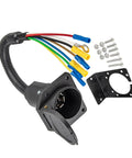 7 Pin Trailer Wiring Harness Socket Extension Power Cable For Safe Power Transmission In Campers, RVs, Trucks, And Cars, Easy Plug Connector, Durable Automotive Trailer Cable For Camping, Freight, Exhibitions, And Daily Driving. 7-pin socket with mounting bracket and wires