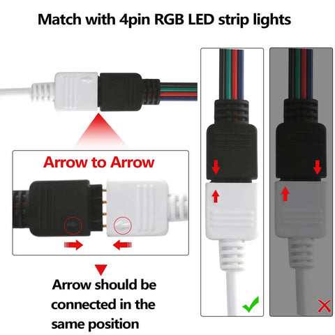 44 Keys IR Remote Controller Kit With Wireless Rectifier Control Box And 12V 3A Power Supply For RGB LED Strip Lights SMD 5050 3528 2835 4 Pin RGBW Easy Install And Replacement Controller Plug And Play Ready