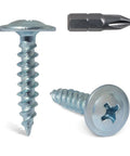 Heavy Duty Modified Truss Head Wood Screws Size 8 X 3/4 Inch, 200 Piece Pack, silver carbon steel, showing a close-up of two screws.