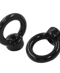 Six Pack M6 Eye Nuts Set Stainless Steel Lifting Eye Nuts Ring Style Fasteners For Heavy Duty Rigging And Anchoring Corrosion Resistant High Load Capacity For Industrial Use, black finish, top view.