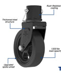 1500 Lb Trailer Jack Swivel Caster Replacement With Upgraded 6 Inch Spoked Wheel And Pin For 2 Inch Diameter Jack Tubes, Black