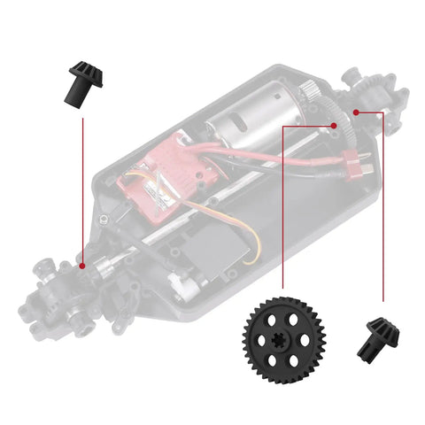 One Eighteenth Scale RC Car Spur Gear And Pinions Set Original Replacement Spare Part For 2020 Version 18858 18868 18859 M1812 Black Easy Install Kit Today, components and installation diagram