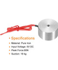 5V Round Solenoid Electromagnet With 180N Peak Force And 18Kg Holding Suction DC Electric Lifting Magnet For Automation